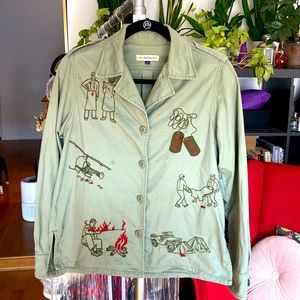 RARE! Built by Wendy embroidered army coat